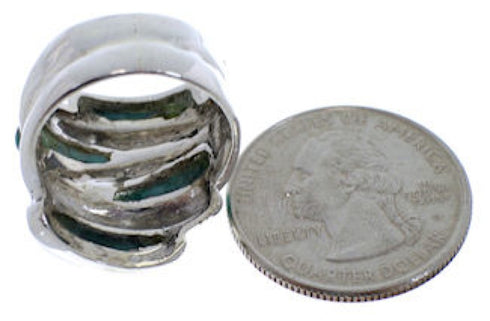 Silver Turquoise Inlay Ring Size 5-3/4 FX21938